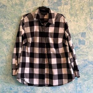 Lane Bryant Blk/Wht/Gry Checkard Button Down 16W